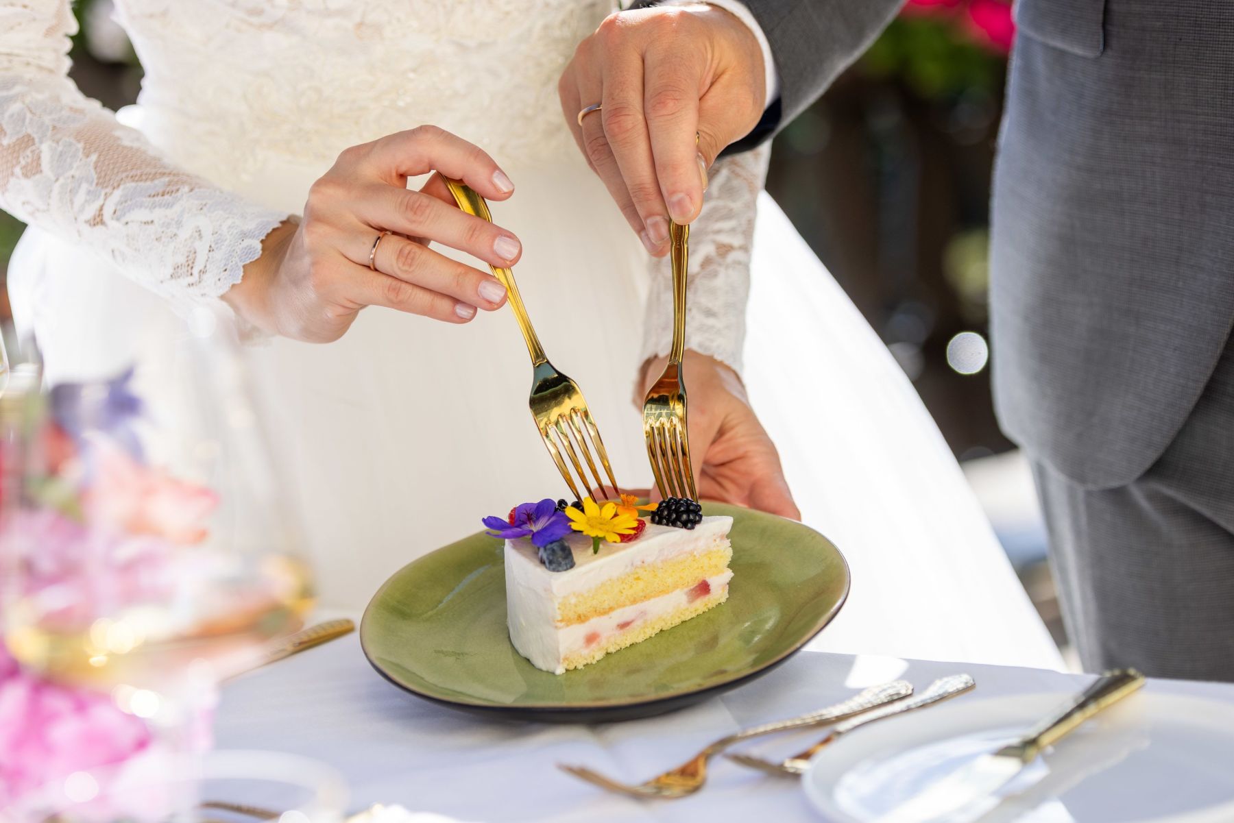 Detail der Hochzeitstorte bei einer Feier im Knappenhof.