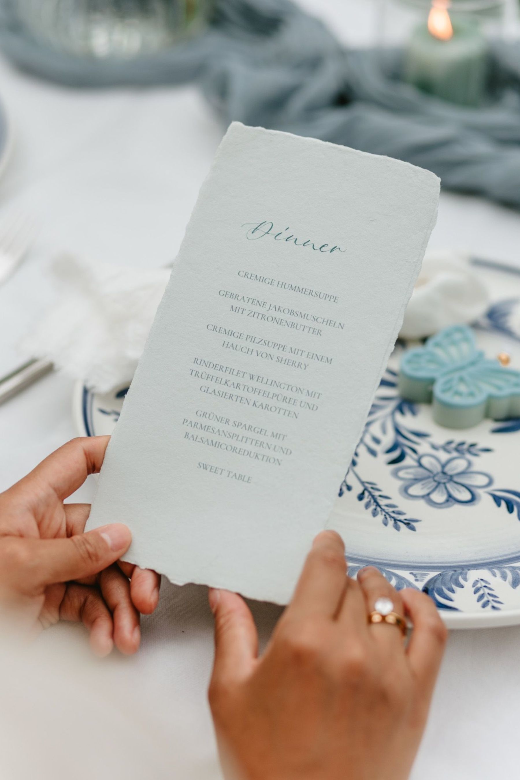 Hochzeitspapeterie Menükarten Kallicamus
