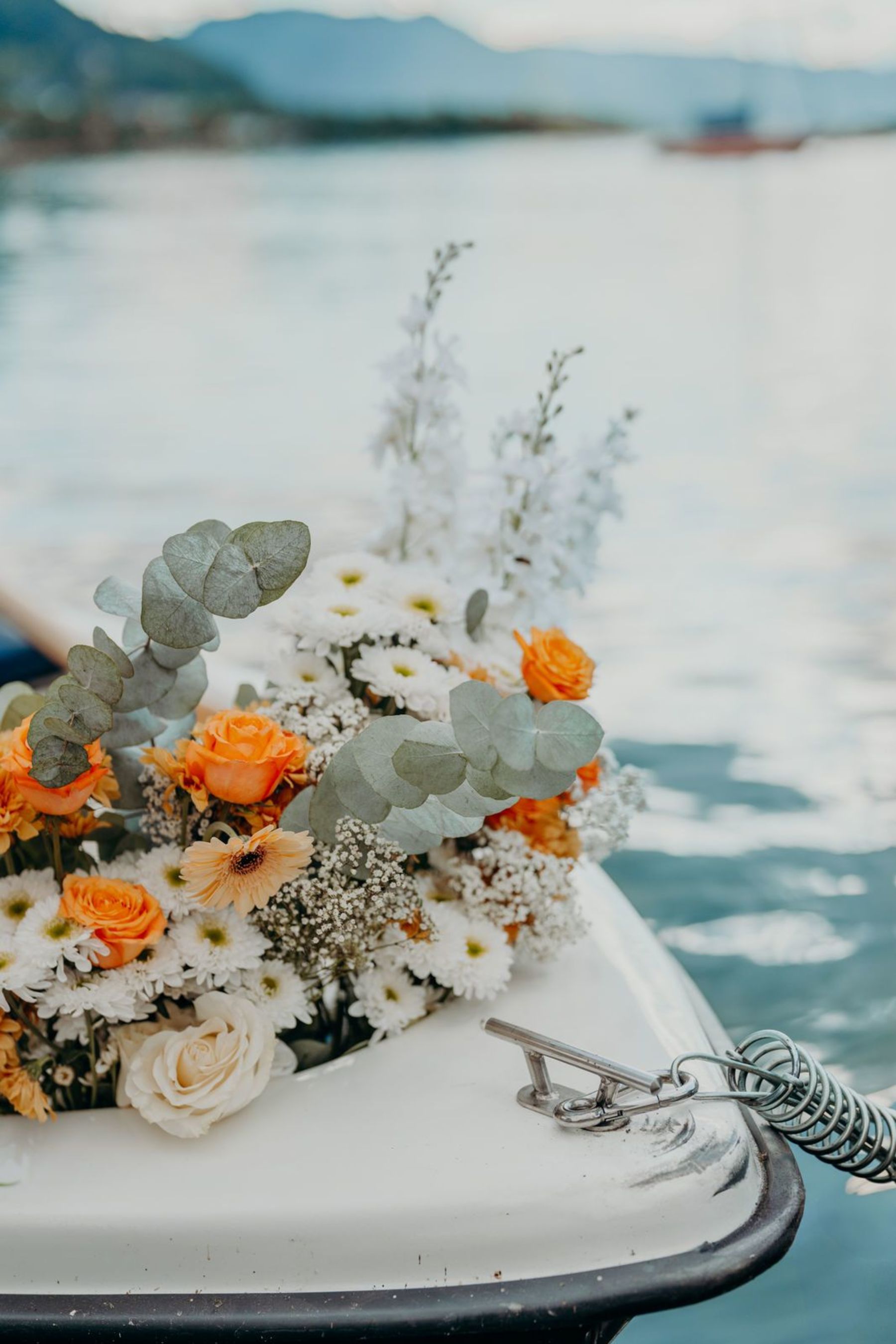 Hochzeit Boot Blumenschmuck