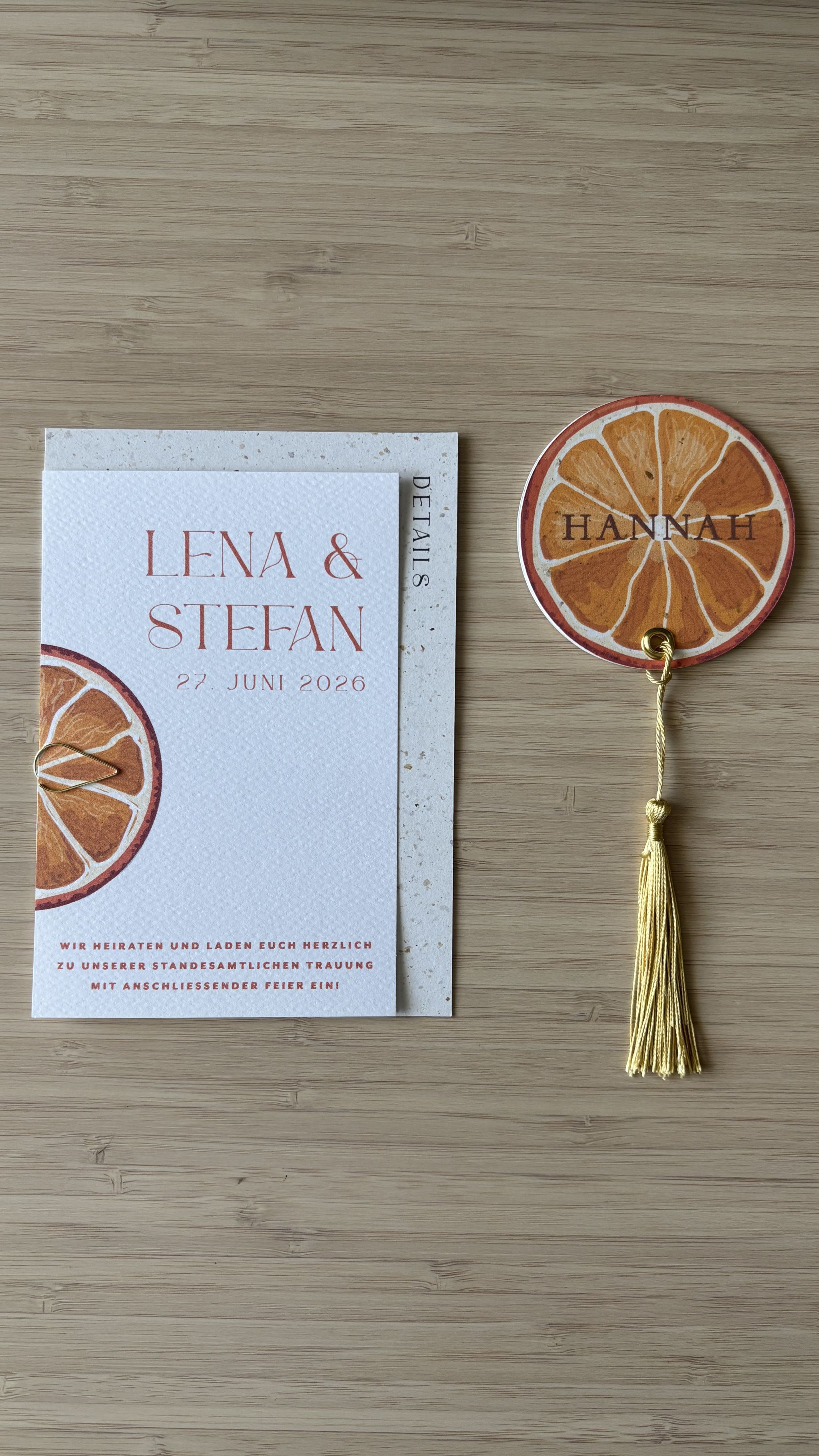 Menükarte / Namenskarte Orange