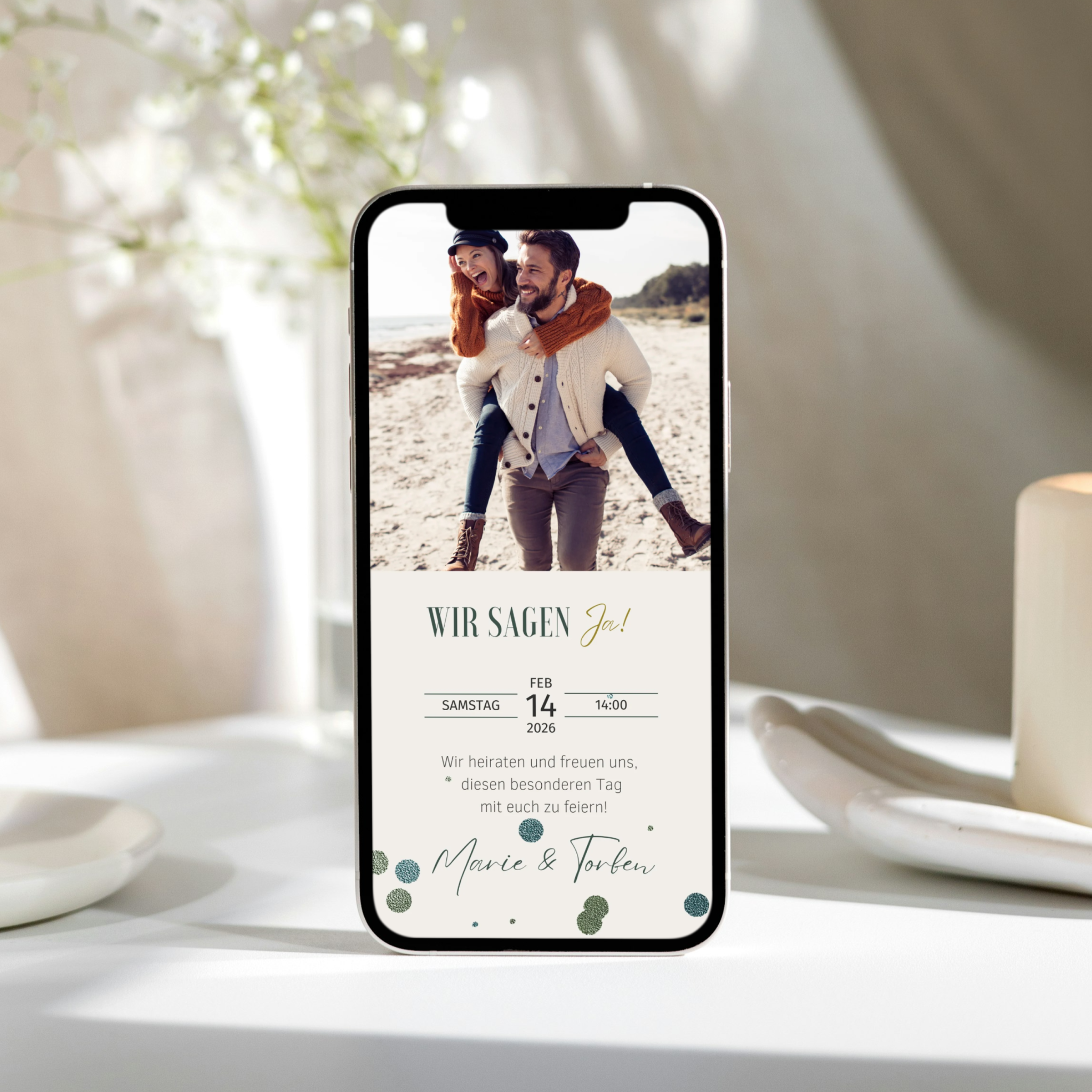 digitale Einladungskarte zur Hochzeit