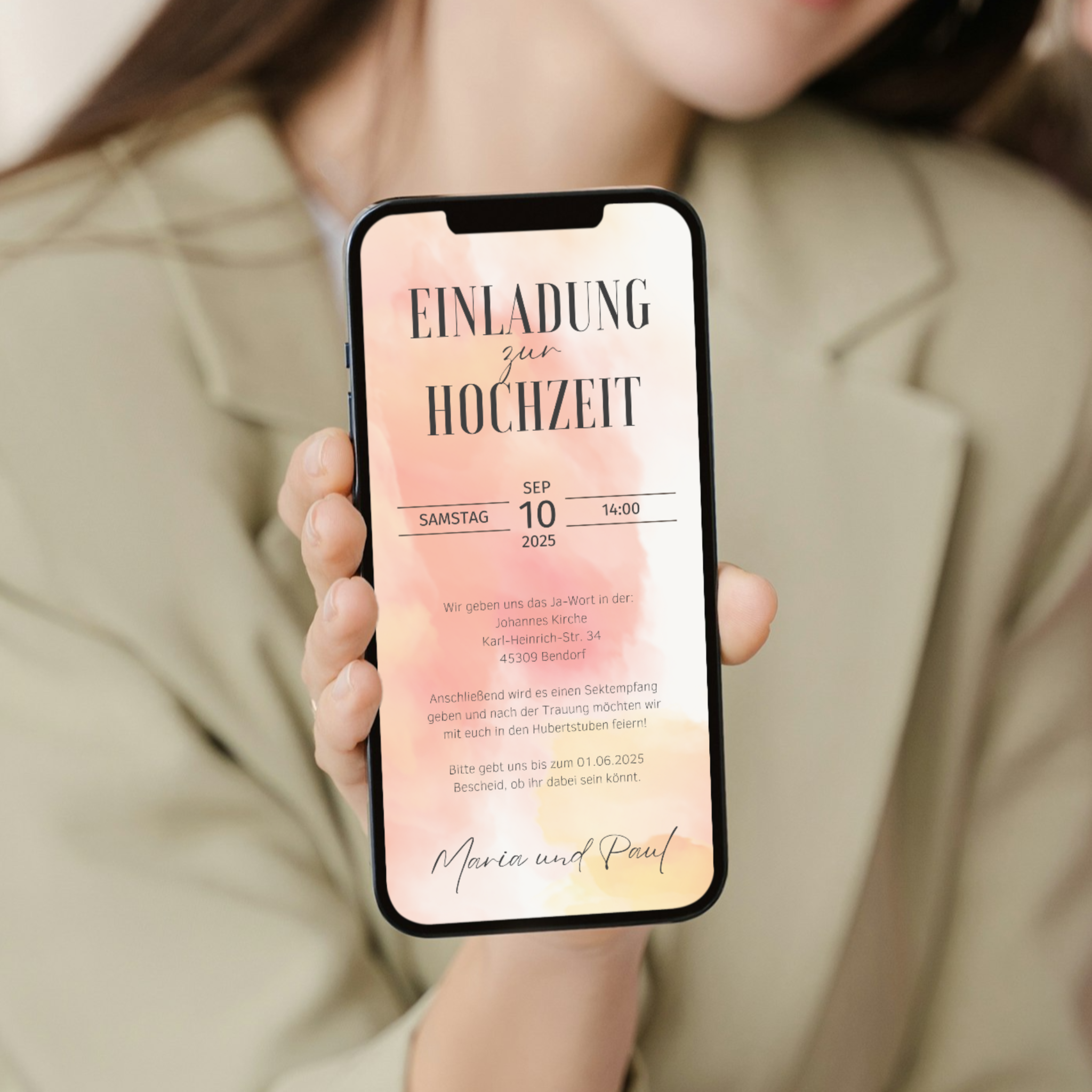 digitale Einladungskarte zur Hochzeit