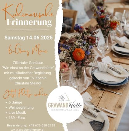 Kulinarische Erinnerung 6- Gänge Menü mit Weinbegleitung Weingut Hagn und LiveMusik am 14.06.2025