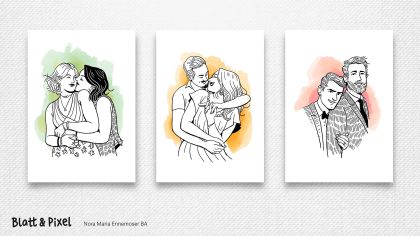Save-the-Date Design mit einer Illustration von euch
