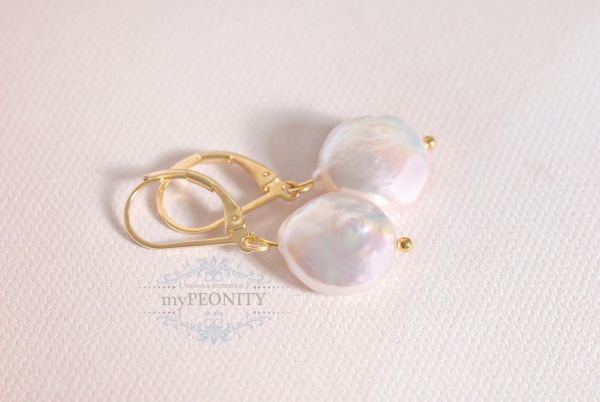 Große Süßwasser Perlen Coin Ohrhänger