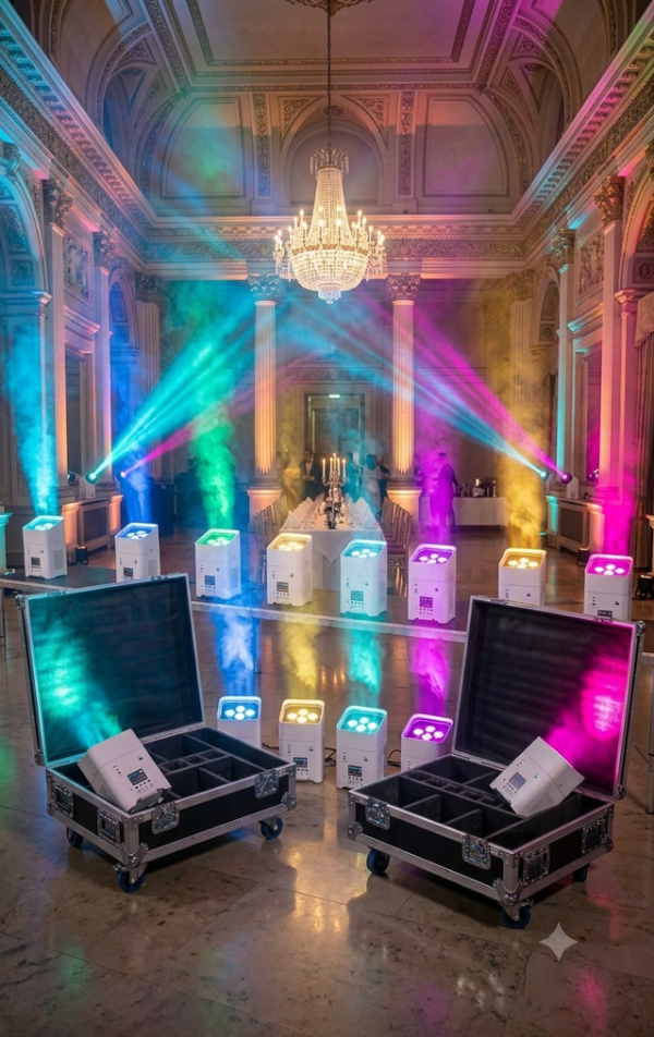 Akku-Spot-Paket „Hochzeits-Uplighting L“ Akku-Spot-Paket „Hochzeits-Uplighting L“