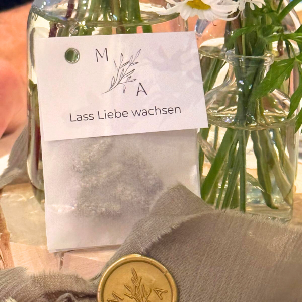 Liebe säen mit Saatgut-Kapseln. Gastgeschenk für 25-50 Gäste