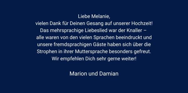Melanie Fedl - Hochzeitssängerin