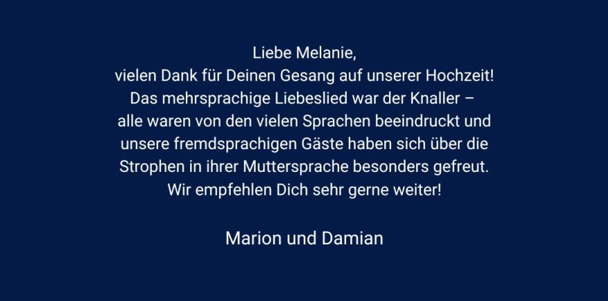 Melanie Fedl - Hochzeitssängerin